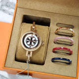 Buy Shop Tory Burch Riva Gold Dial Gold Steel Strap Watch for Women - TBW4029 USA Online