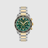 Buy Shop Versace Greca Dome Chronograph Green Dial Two Tone Steel Strap Watch for Men - VE6K00423 USA Online