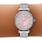 Buy Shop Emporio Armani Gianni T-Bar Pink Dial Silver Steel Strap Watch for Women - AR11686 USA Online