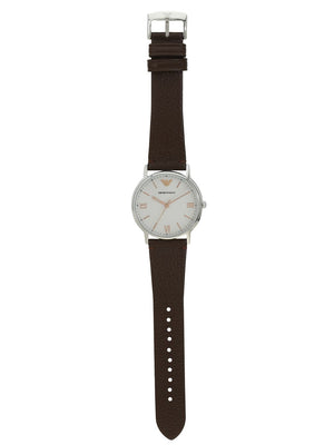 Buy Shop Emporio Armani Kappa Silver Dial Brown Leather Strap Watch for Men - AR11173 USA Online