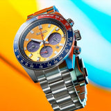 Buy Shop Seiko Prospex Solar Chronograph 1969 Re-interpretation Orange Dial Silver Steel Strap Watch for Men - SSC947 USA Online