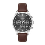 Buy Shop Hugo Boss Avery Chronograph Grey Dial Brown Leather Strap Watch for Men - 1514155 USA Online
