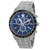 Buy Shop Versace Greca Dome Chronograph Blue Dial Silver Steel Strap Watch for Men - VE6K00323 USA Online