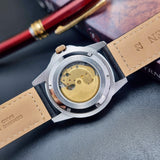 Citizen Mechanical Automatic Black Dial Black Leather Strap Watch for Men - NJ0176-10E