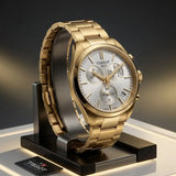 Buy Shop Tissot PR 100 Chronograph White Dial Gold Steel Strap Watch for Men - T150.417.33.031.00 USA Online