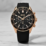 Buy Shop Hugo Boss Runner Chronograph Black Dial Black Silicone Strap Watch for Men - 1514168 USA Online