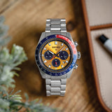 Buy Shop Seiko Prospex Solar Chronograph 1969 Re-interpretation Orange Dial Silver Steel Strap Watch for Men - SSC947 USA Online