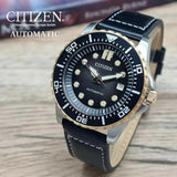 Buy Shop Citizen Mechanical Automatic Black Dial Black Leather Strap Watch for Men - NJ0176-10E USA Online