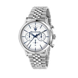 Buy Shop Maserati Epoca Chronograph White Dial Silver Steel Strap Watch for Men - R8873618034 USA Online