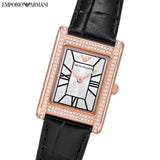 Buy Shop Emporio Armani Genni Silver Dial Black Leather Strap Watch for Women - AR11624 USA Online