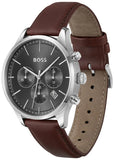 Buy Shop Hugo Boss Avery Chronograph Grey Dial Brown Leather Strap Watch for Men - 1514155 USA Online