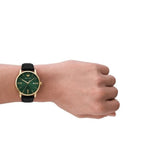 Buy Shop Emporio Armani Minimalist Green Dial Black Leather Strap Watch for Men - AR11601 USA Online