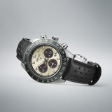 Buy Shop Seiko Prospex Speedtimer Solar Chronograph Ivory Dial Black Leather Strap Watch for Men - SSC943 USA Online