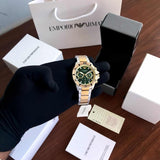 Buy Shop Emporio Armani Sea Explorer Chronograph Green Dial Two Tone Steel Strap Watch for Men - AR11586 USA Online