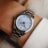 Seiko Diamond Blue Dial Silver Steel Strap Watch for Women - SUR581P1