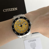 Buy Shop Citizen Mechanical Automatic Yellow Dial Silver Steel Strap Watch for Men - NJ0170-83Z USA Online