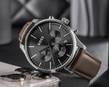 Buy Shop Hugo Boss Avery Chronograph Grey Dial Brown Leather Strap Watch for Men - 1514155 USA Online