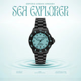 Buy Shop Emporio Armani Sea Explorer Turquoise Blue Dial Black Steel Strap Watch for Men - AR60084 USA Online