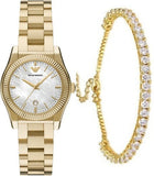 Buy Shop Emporio Armani Federica Mother of Pearl White Dial Gold Steel Strap Watch for Women - AR11657 USA Online