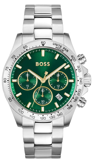 Buy Shop Hugo Boss Hero Chronograph Green Dial Silver Steel Strap Watch for Men - 1514217 USA Online