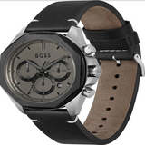 Buy Shop Hugo Boss Cloud Chronograph Grey Dial Black Leather Strap Watch for Men - 1514014 USA Online