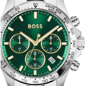 Buy Shop Hugo Boss Hero Chronograph Green Dial Silver Steel Strap Watch for Men - 1514217 USA Online