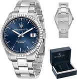 Buy Shop Maserati Competizione Blue Dial Silver Steel Strap Watch for Men - R8853100029 USA Online