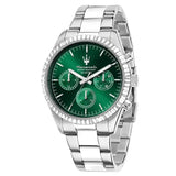 Buy Shop Maserati Competizione Chronograph Green Dial Silver Steel Strap Watch for Men - R8853100044 USA Online