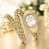 Buy Shop Just Cavalli Twined Mother of Pearl Dial Gold Steel Strap Watch for Women - JC1L305M0025 USA Online