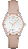 Buy Shop Emporio Armani Tazio Mother of Pearl Dial Pink Leather Strap Watch for Women - AR6133 USA Online