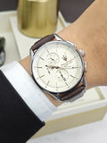 Buy Shop Maserati Sorpasso Chronograph White Dial Brown Leather Strap Watch for Men - R8871624010 USA Online