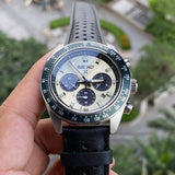 Buy Shop Seiko Prospex Speedtimer Solar Chronograph Ivory Dial Black Leather Strap Watch for Men - SSC943 USA Online