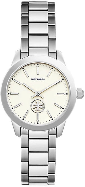 Buy Shop Tory Burch Collins White Dial Silver Steel Strap Watch for Women - TBW1301 USA Online