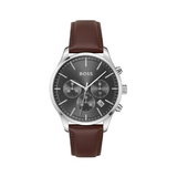 Buy Shop Hugo Boss Avery Chronograph Grey Dial Brown Leather Strap Watch for Men - 1514155 USA Online