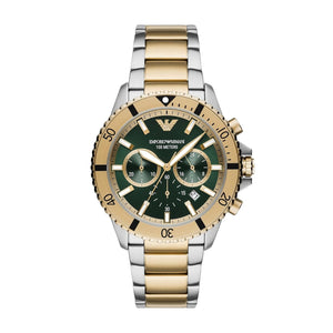 Buy Shop Emporio Armani Sea Explorer Chronograph Green Dial Two Tone Steel Strap Watch for Men - AR11586 USA Online
