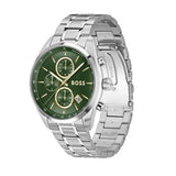 Buy Shop Hugo Boss Grand Prix Chronograph Green Dial Silver Steel Strap Watch for Men - 1514266 USA Online