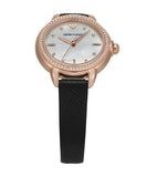 Buy Shop Emporio Armani Mia Mother of Pearl Dial Black Leather Strap Watch for Women - AR11598 USA Online