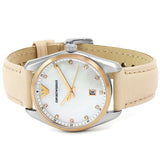 Buy Shop Emporio Armani Tazio Mother of Pearl Dial Pink Leather Strap Watch for Women - AR6133 USA Online