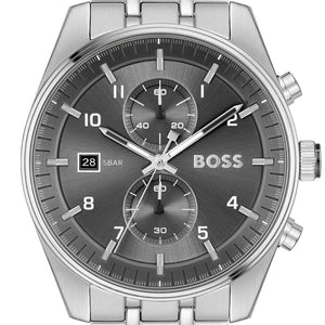 Buy Shop Hugo Boss Skytraveller Chronograph Grey Dial Silver Steel Strap Watch for Men - 1514151 USA Online