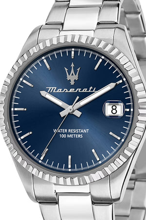 Buy Shop Maserati Competizione Blue Dial Silver Steel Strap Watch for Men - R8853100029 USA Online