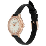 Buy Shop Emporio Armani Mia Mother of Pearl Dial Black Leather Strap Watch for Women - AR11598 USA Online