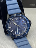 Buy Shop Emporio Armani Sea Explorer Divers Blue Dial Blue Silicone Strap Watch for Men - AR11685 USA Online