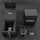 Buy Shop Hugo Boss Gregor Chronograph Black Dial Black Leather Strap Watch for Men - 1514049 USA Online