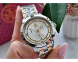 Buy Shop Tory Burch Classic Chronograph White Dial Two Tone Steel Strap Watch for Women - TBW1034 USA Online