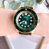 Buy Shop Citizen Mechanical Automatic Green Dial Brown Leather Strap Watch for Men - NJ0173-18X USA Online