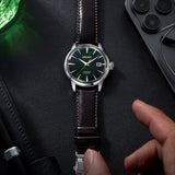 Seiko Presage Cocktail Time Automatic Green Dial Brown Leather Strap Watch for Men - SRPD37J1