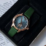 Buy Shop Emporio Armani Mia Meccanico Mother of Pearl Dial Green Leather Strap Watch for Women - AR60073 USA Online