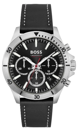 Buy Shop Hugo Boss Troper Chronograph Black Dial Black Leather Strap Watch for Men - 1514055 USA Online
