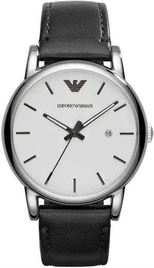 Buy Shop Emporio Armani Luigi White Dial Black Leather Strap Watch for Men - AR1694 USA Online