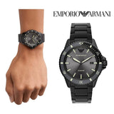 Buy Shop Emporio Armani World Explorer Black Dial Black Steel Strap Watch for Men - AR11398 USA Online